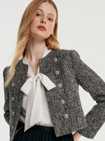 Tweed Double-Breasted Women Crop Jacket GOELIA