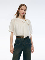 Tencel Blend Women Puff-sleeved Blouse GOELIA