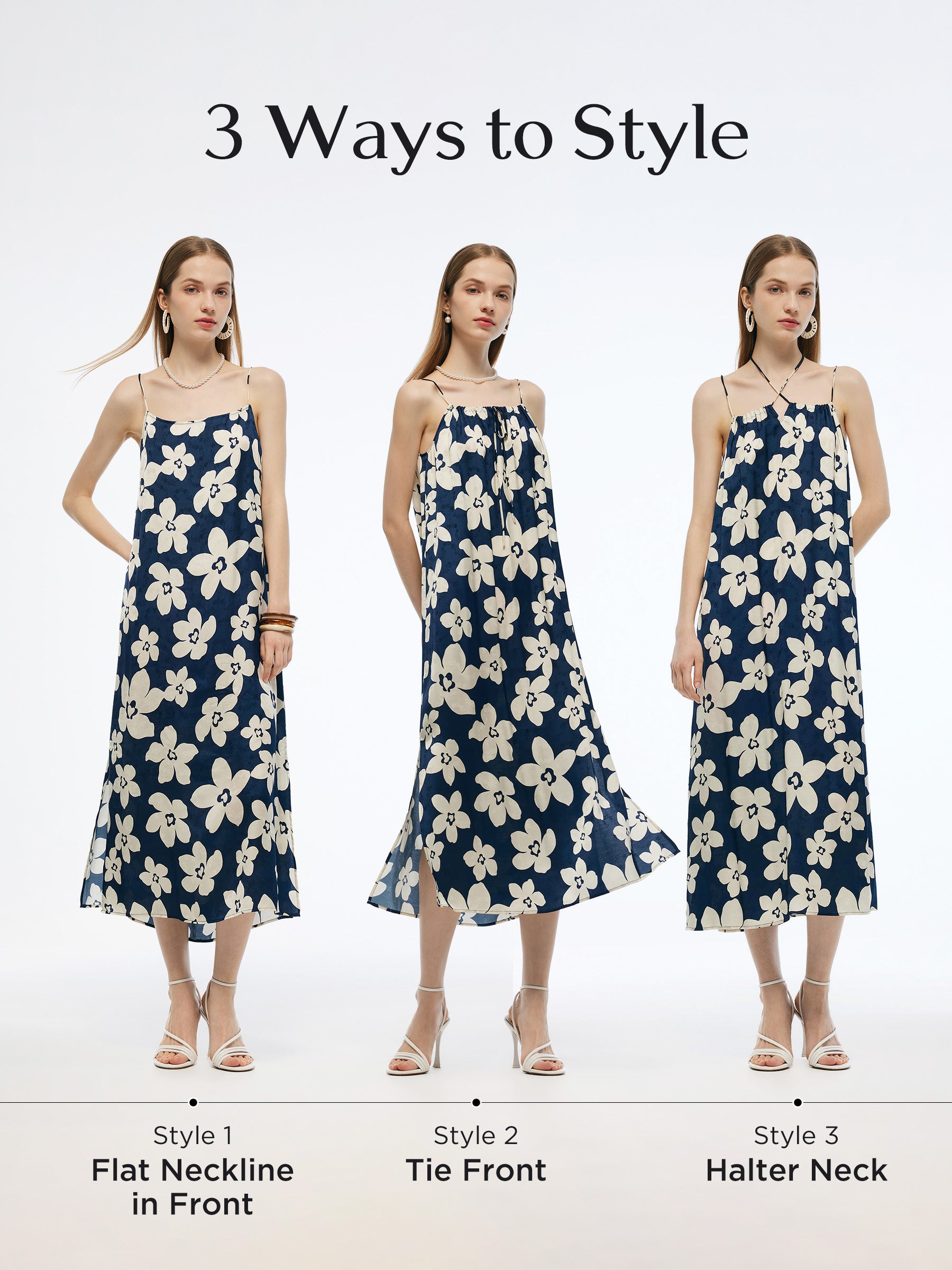 Floral Print Reversible Women Strap Maxi Dress GOELIA
