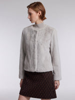 [Preview] Eco-friendly Faux Fur Collarless Women Coat GOELIA