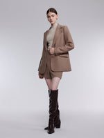 Washable Cashmere Wool Blend Women Belted Blazer GOELIA