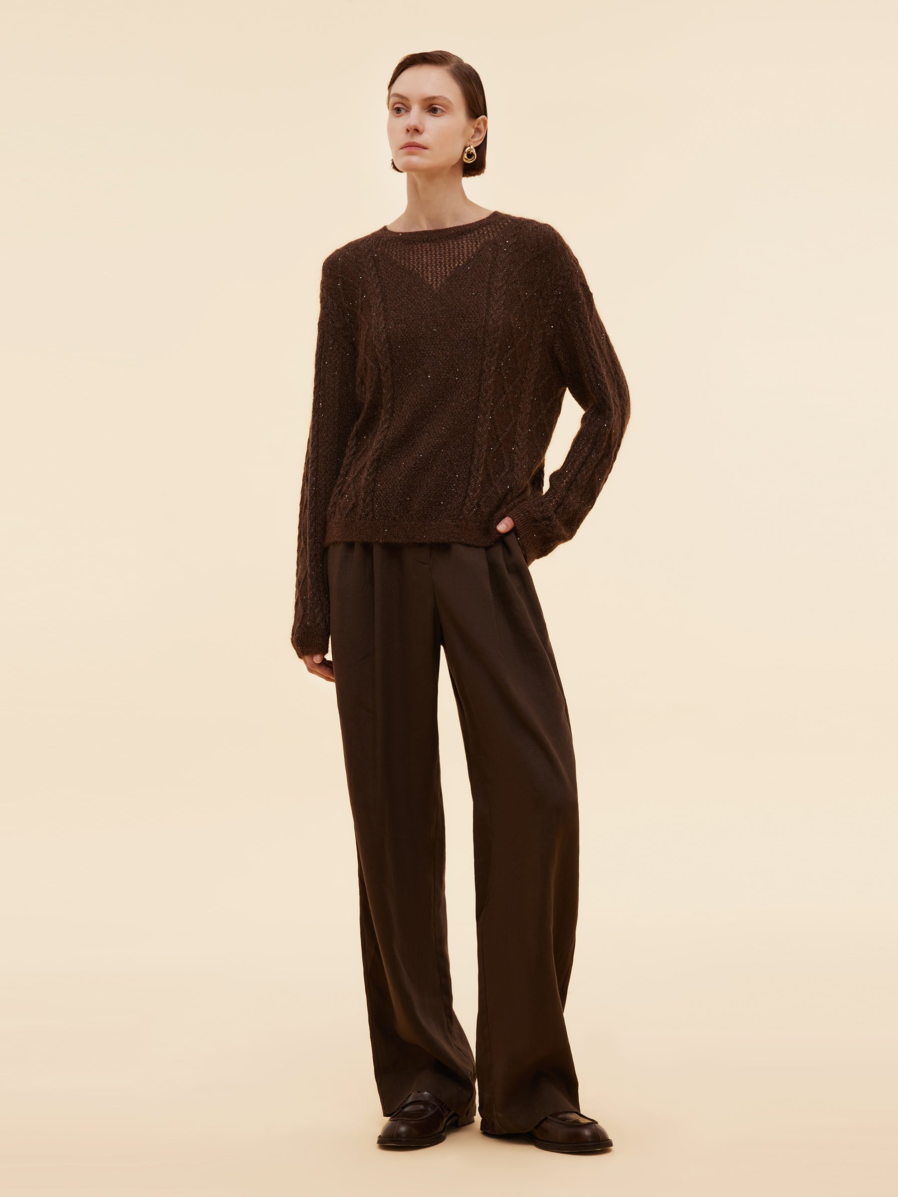 Mohair Wool Blend Sequins Women Sweater GOELIA