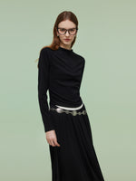 Tencel Blend Half-Zip Women Knit Top And Skirt Two-Piece Set GOELIA
