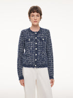 Wool Cotton Blend Frayed Trim Women Cardigan GOELIA