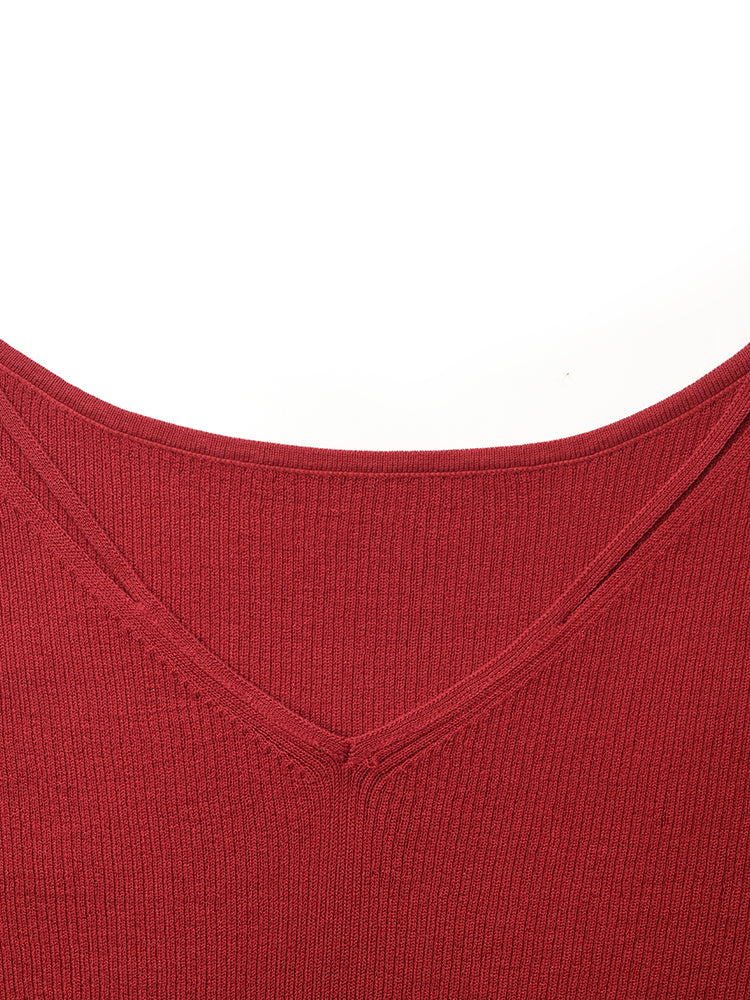 Tencel-Silk Blend Cut-out Neck Women Knitted Top GOELIA