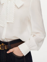 [Preview] Acetate Blend Lace Bow Tie Women Shirt GOELIA