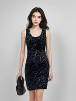 Velvet Sequins Women Mini Vest Dress GOELIA
