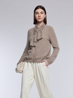[Preview] 100% Brushed Cashmere Two-Way Zip Women Cardigan GOELIA