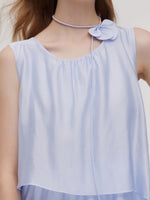 Ruffle Women Tiered Vest Midi Dress With Hairband And Bowknot Choker GOELIA