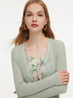 Tencel Wool Blend V-Neck Women Cardigan GOELIA
