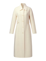 Cashmere Wool Blend Women Overcoat With Detachable Waist Tab GOELIA