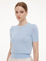 Tencel Blend Knit Top And A-Line Skirt Two-Piece Set With Detachable 3D Crochet Flowers GOELIA