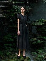 18 Momme Xiang Yun Silk Slit Cheongsam Women Qipao Maxi Dress With Belt GOELIA