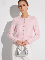 Round Neck Single-Breasted Women Textured Cardigan GOELIA