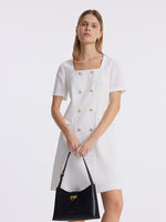 Triacetate Square Neck Double-Breasted Women Mini Dress GOELIA