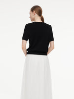 Lyocell Blend Beaded Bowknot Women Knit Top GOELIA
