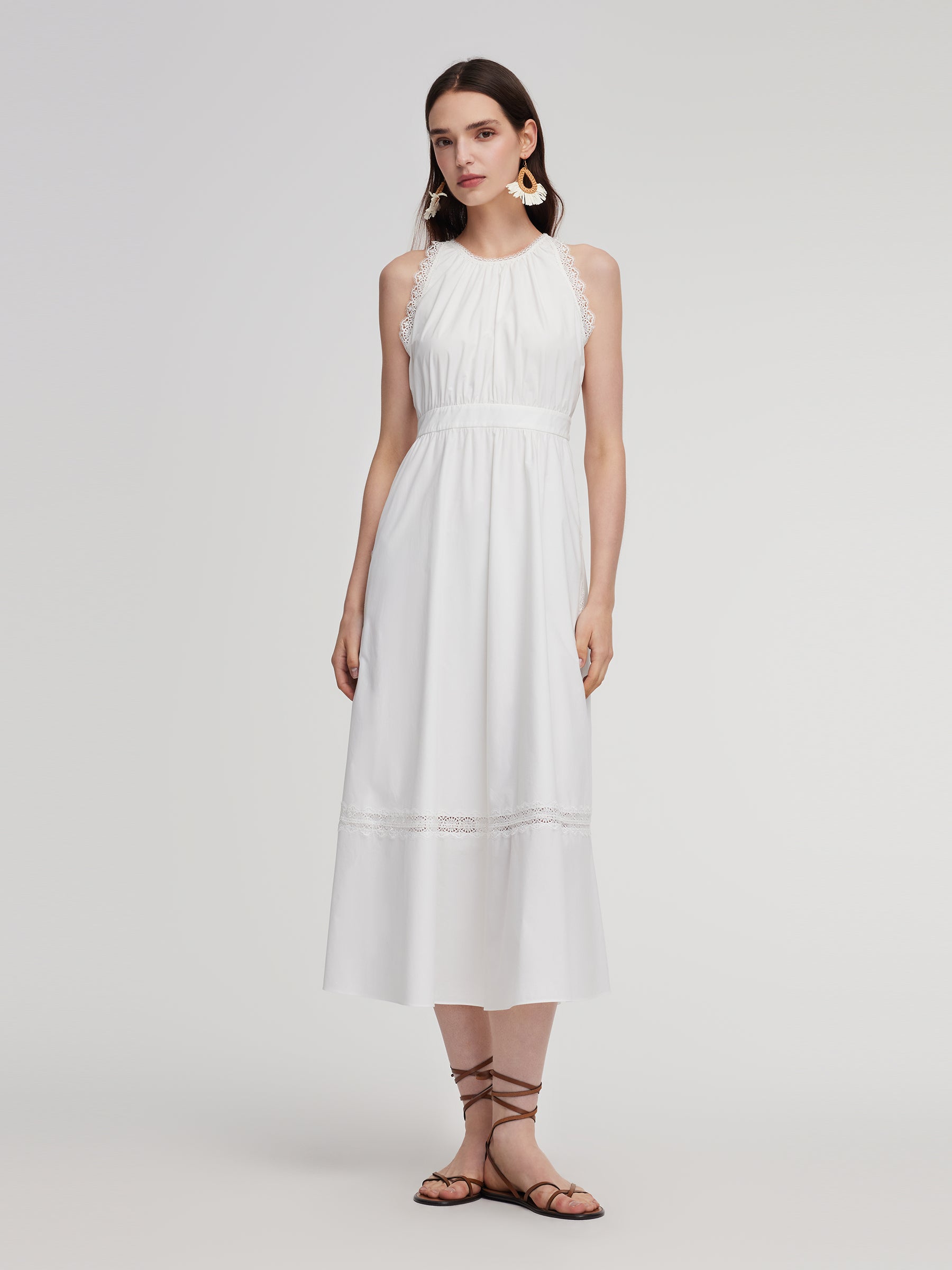 100% Cotton A-Line Women Maxi Vest Dress GOELIA