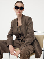 100% Washable Wool One Button Women Blazer GOELIA