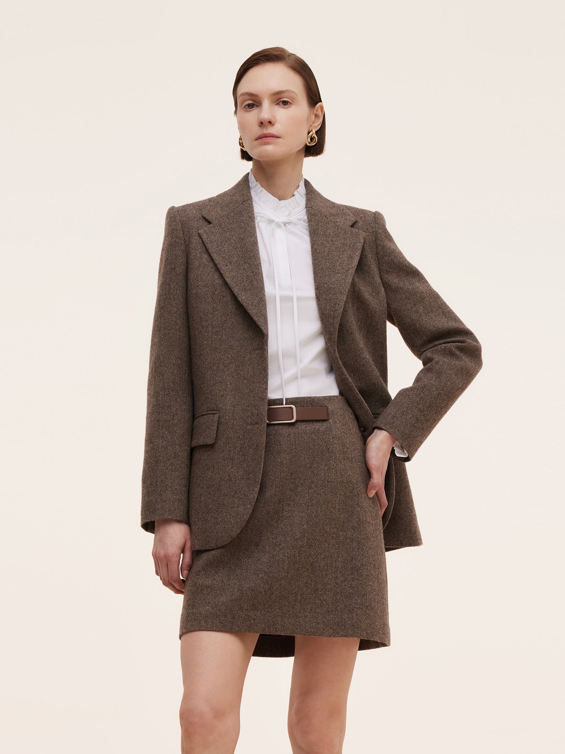 [Preview] 100% Washable Wool Women Gathered Waist Blazer GOELIA