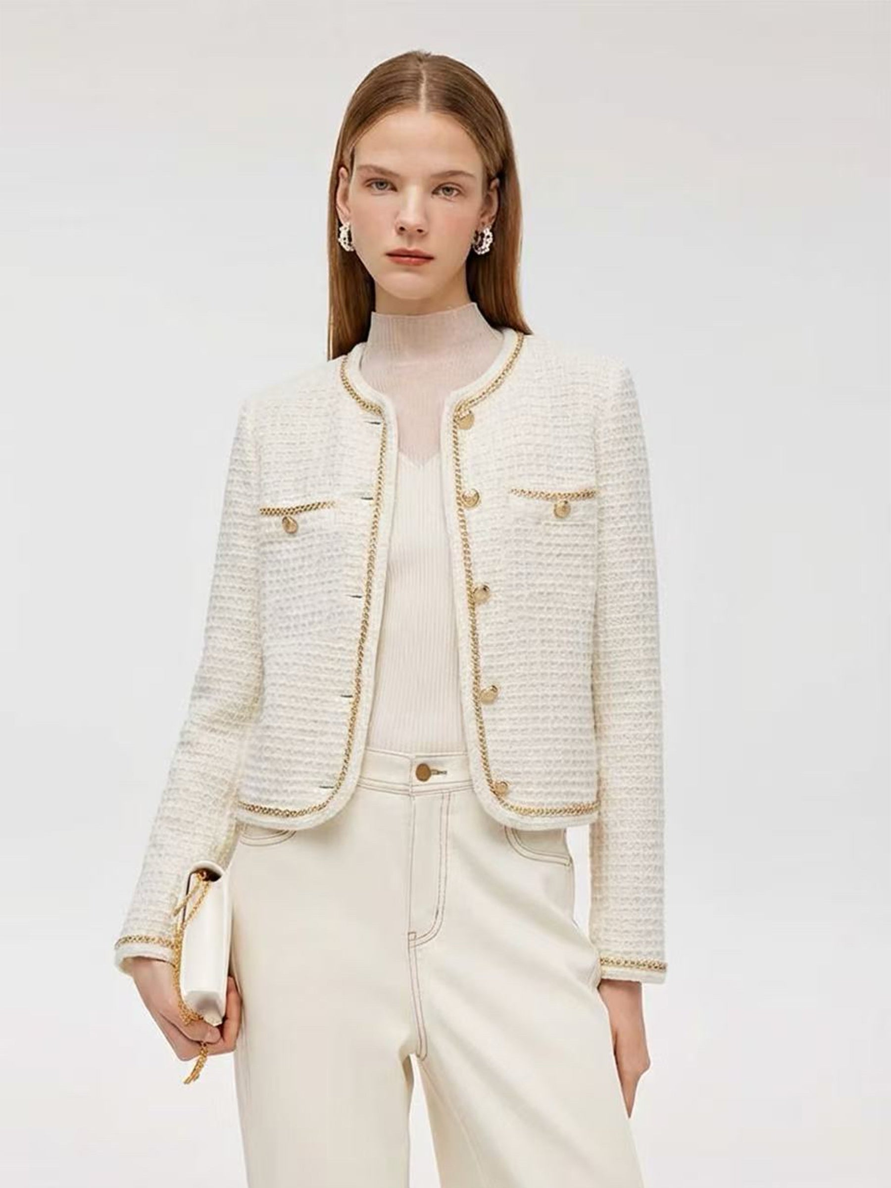 Round Neck Single-Breasted Women Cardigan GOELIA