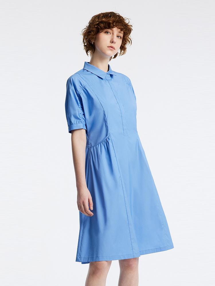 Plain A-Line Shirt Dress GOELIA