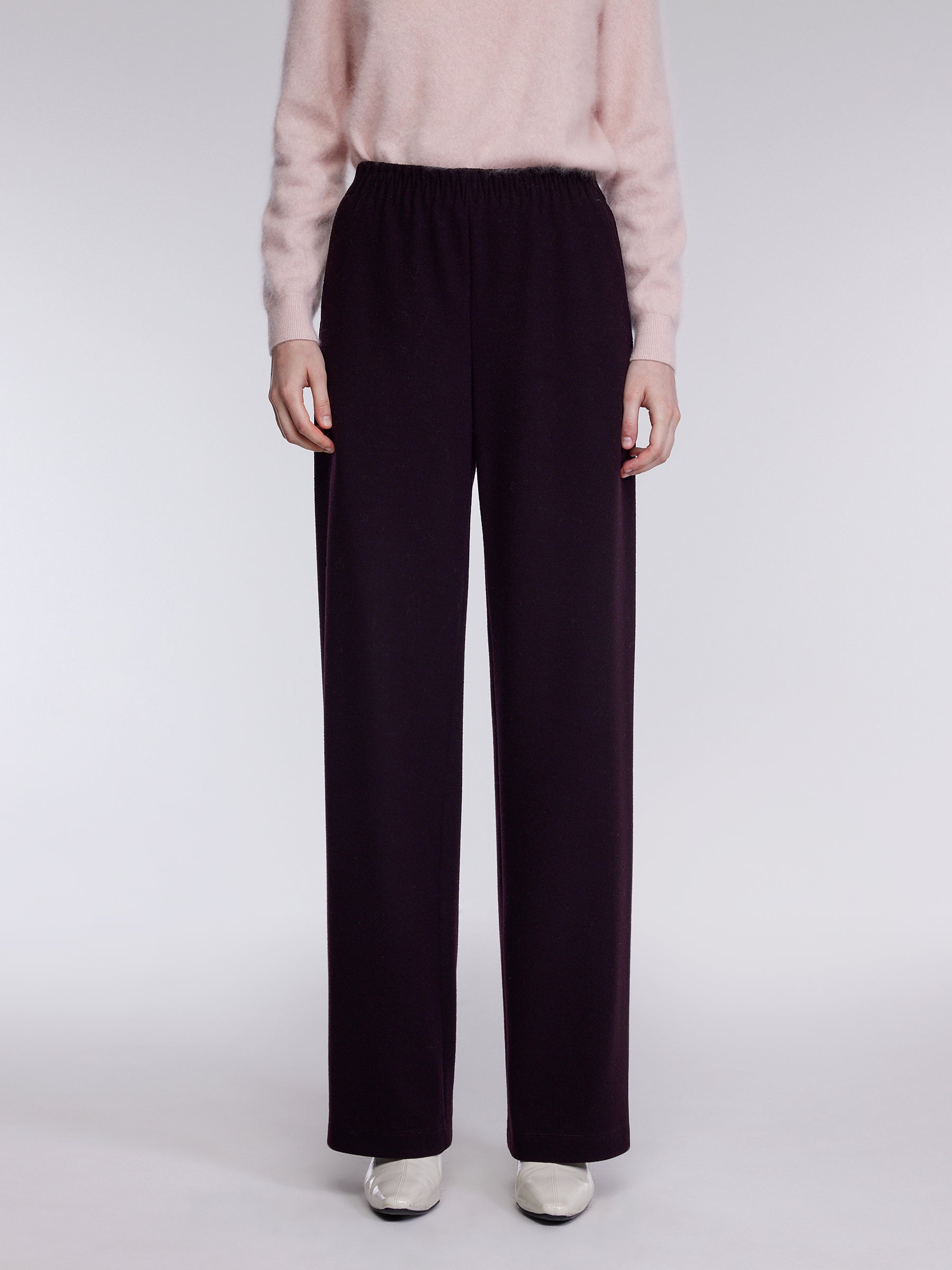 [Preview] Elastic Waist Straight Leg Women Knit Pants GOELIA