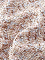 Wool Blend Textured Tweed Frayed Hem Women Jacket GOELIA