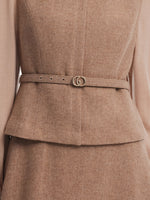[Preview] Washable Cashmere Wool Blend Dress And Knit Top Belted Two-Piece Set GOELIA