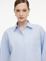 100% Cotton Letter Embroidered Women Oversized Shirt GOELIA