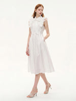 Lyocell Blend Ruffle Women Maxi Dress With Ribbon And 100% Cotton Lining GOELIA