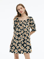 Cotton Floral Print Convertible Neckline Women Tunic Top GOELIA