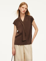 22MM Mulberry Silk Tie Neck Women Blouse GOELIA