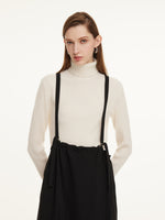 100% Wool Turtleneck Women Knit Top GOELIA