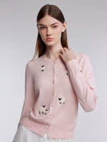 Textured Sheep Embroidered Women Cardigan GOELIA