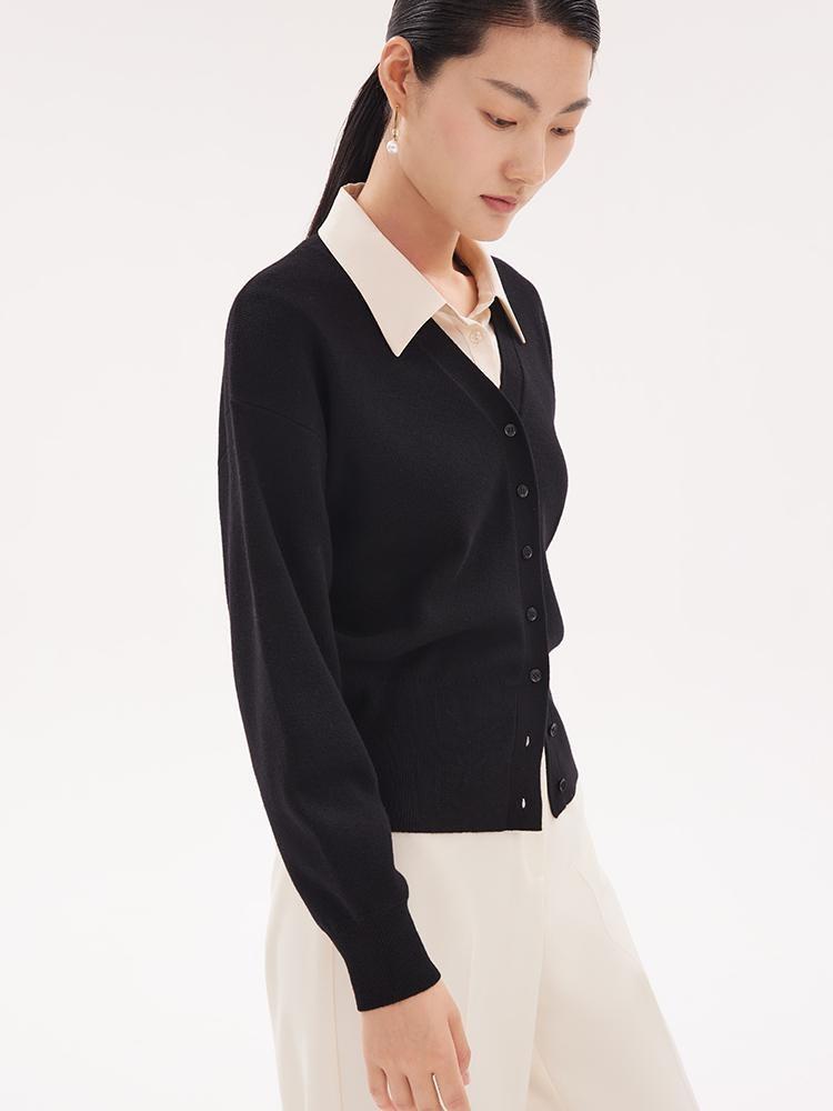 Pure Wool V-Neck Women Cardigan GOELIA