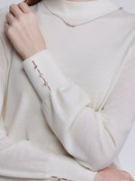 [Preview] Wool Blend Mock Neck Women Sweater With Detachable Necklace GOELIA