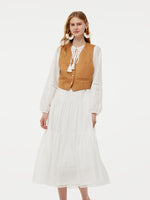 Faux Suede Vest And Maxi Dress Two-Piece Set GOELIA