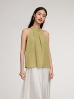 100% Linen Women Halter Tank Top GOELIA