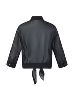 10MM Mulberry Silk Tie Front Women Sheer Shirt GOELIA