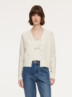 Tencel Wool Blend V-Neck Women Cardigan With Detachable Ribbon GOELIA