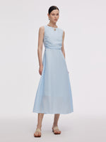 100% Linen Cross Back Women Maxi Dress GOELIA