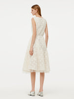 Embroidered Mesh Women Vest Midi Dress With Belt GOELIA