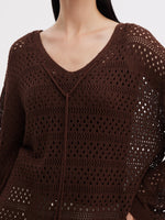Linen Blend Openwork Pullover And Knit Tank Two-Piece Set GOELIA