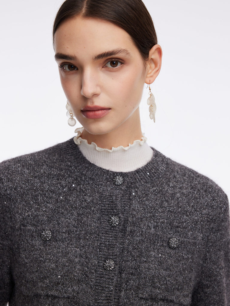 Cardigan J.Crew En Laine Et Cachemire Noir Avec Paillettes - Taille M - Parfait Pour L'automne Et L'hiver