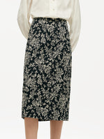 Black And White Butterflies Jacquard Stretch Women Skirt GOELIA