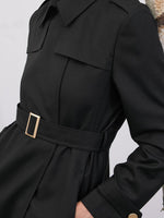 Worsted Woolen Women Trench Coat With Belt GOELIA