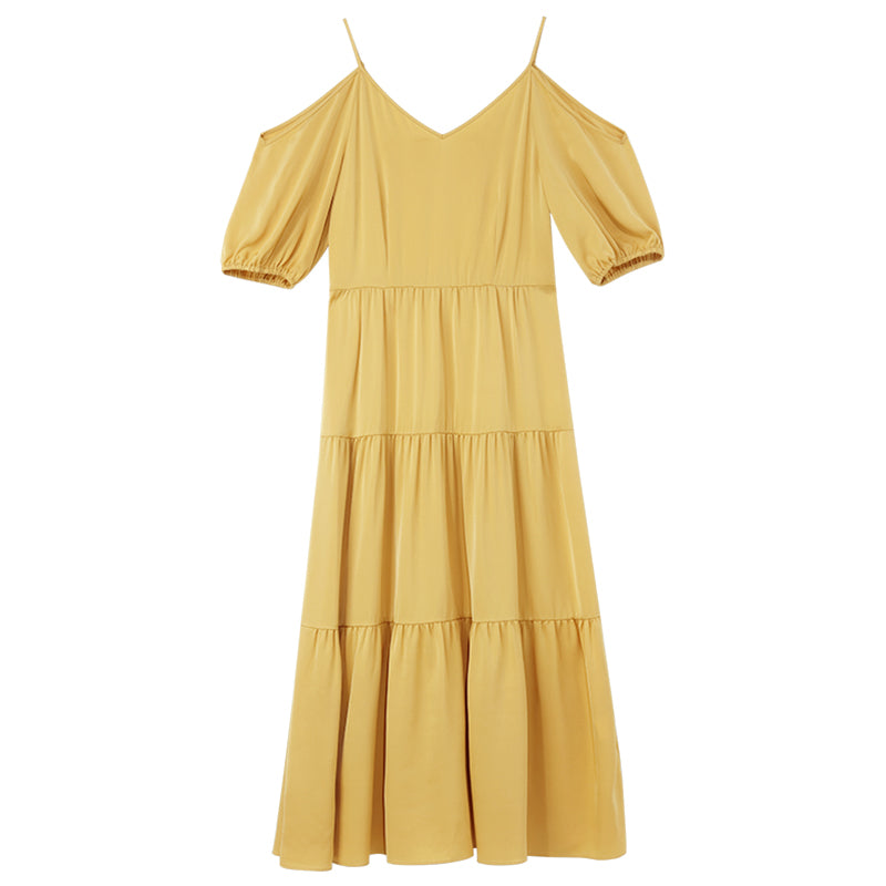 22MM Silk Off-Shoulder Tiered Dress GOELIA