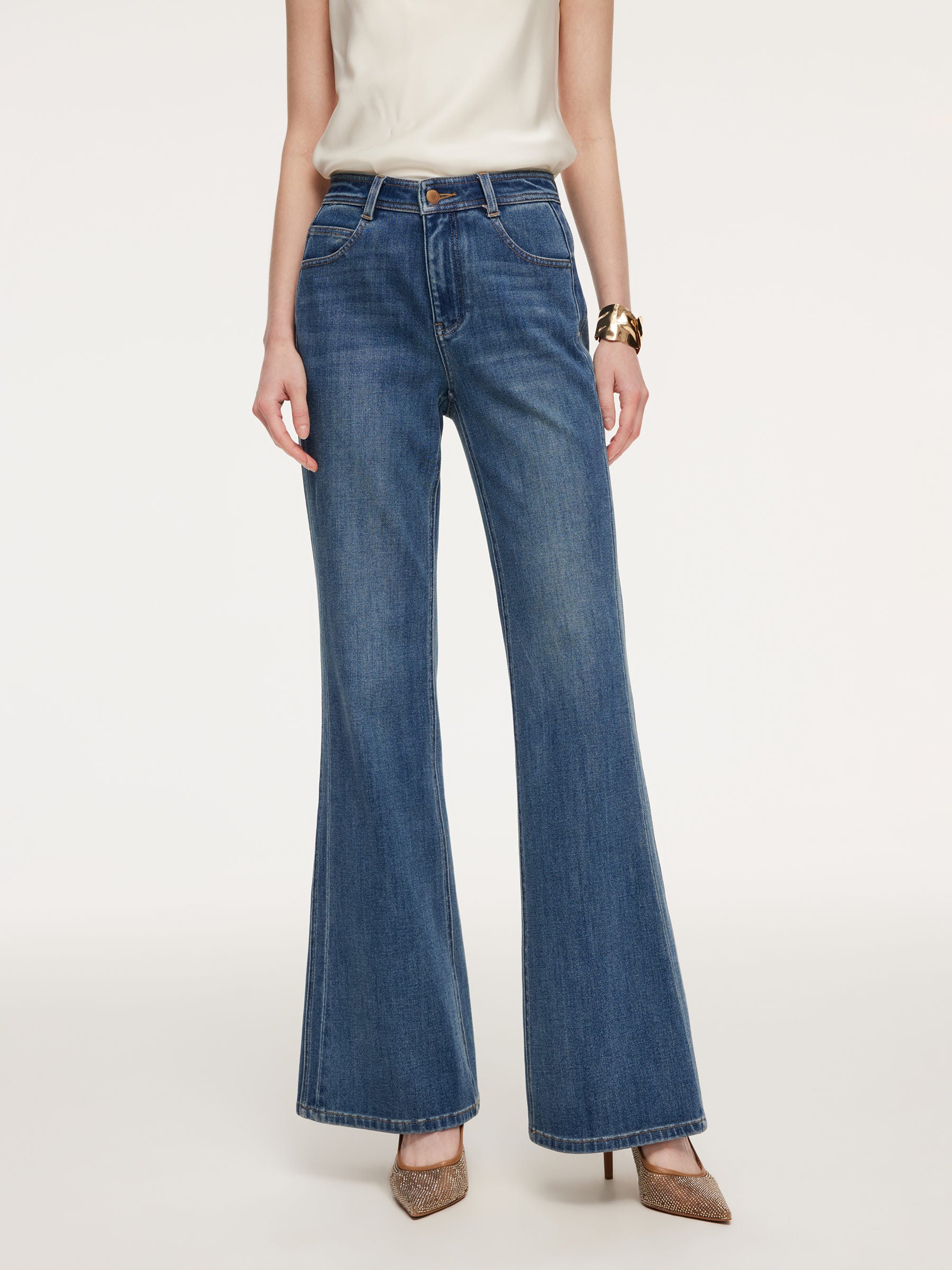 [Preview] Lyocell Blend Four-Way Stretch Women Flared Jeans GOELIA