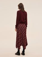 Plaid Asymmetrical Hem Women Skirt With Triangle Scarf GOELIA