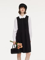 Patchwork Faux Two-Piece Women Midi Dress GOELIA